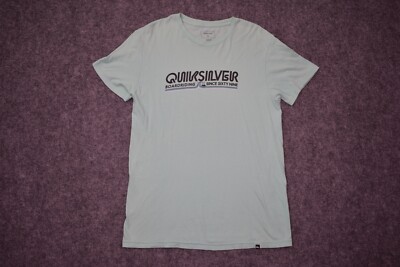 Quiksilver Shirt Adult Medium Green Black Spell Out Surf Surfer Surfing Mens