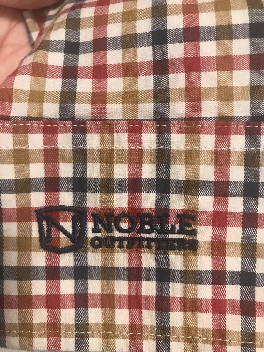 Chemise Noble Outfitters Homme Taille L - Bleu Marine/rouge Rouille Plaid (C2) - NEUVE Avec Défaut Mineur