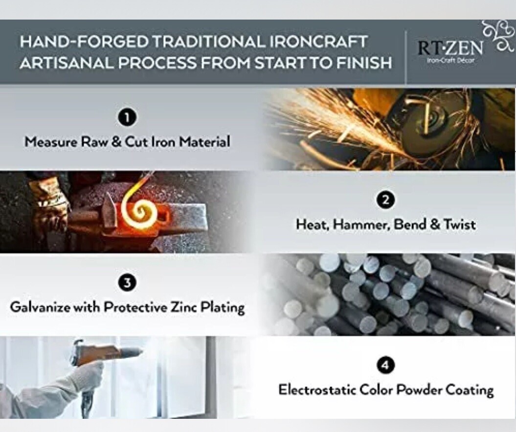 RTZEN Plant Hanger Shepards Hook Hand Heavy Duty Wrought Iron