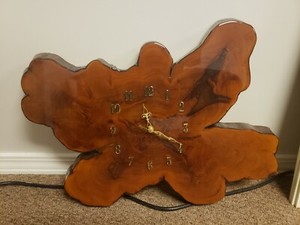 Cyprus Wood Tree Wall Clock 21" x 16" 