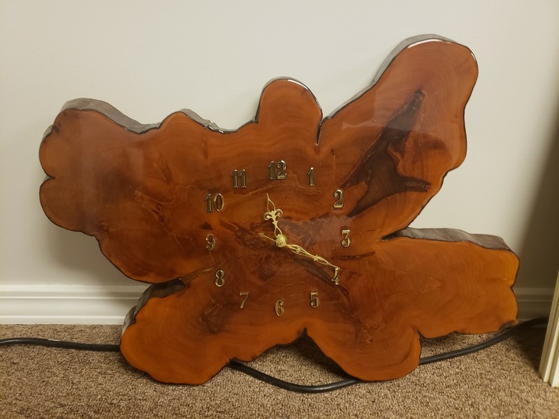 Cyprus Wood Tree Wall Clock 21" x 16" 