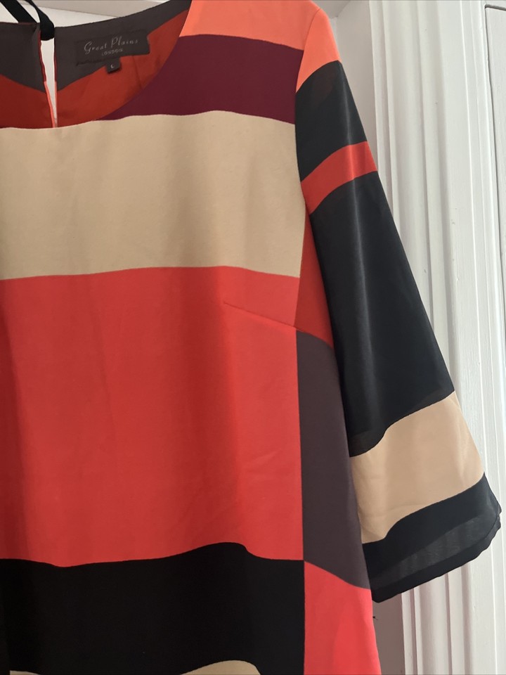 Multi red/pink geometric block design Dress Great Plains BoutiqueSize