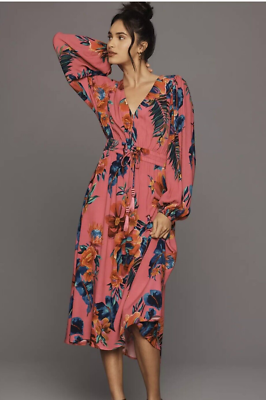 Farm Rio V Neck Long Sleeve Floral Midi Dress NWT Sz S | eBay Farm Rio V Neck Long Sleeve Floral Midi Dress NWT Sz S | eBay