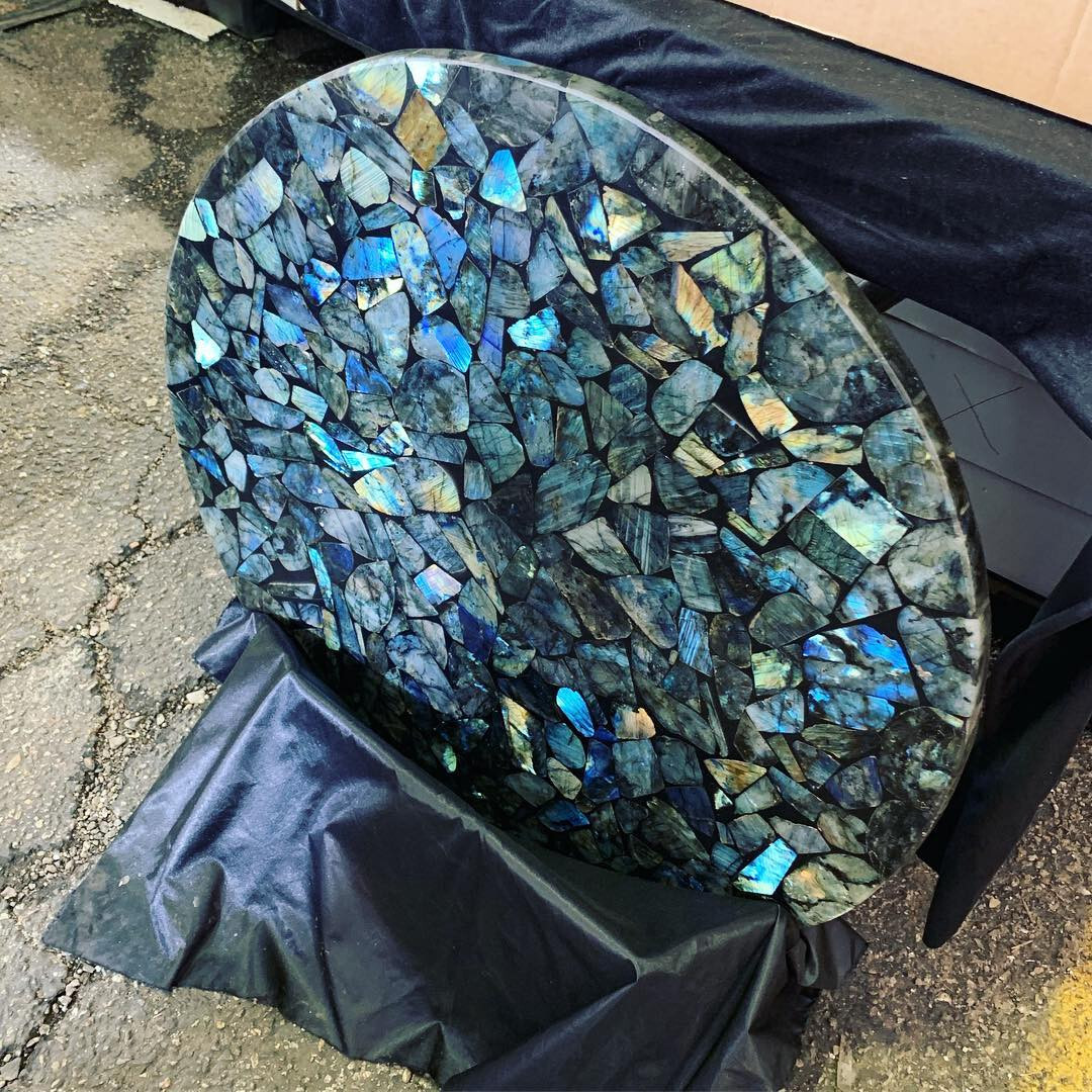 Labradorite Stone Round Coffee Table Top Gemstone Center Table Top Decor
