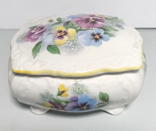 Old Foley James Kent Staffordshire England Lidded Porcelain Trinket Dish Vintage