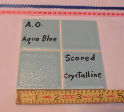 1 pc. *Aqua Blue* 4-1/4'' Ceramic Tile; Scored Crystalline by American Olean  NOS