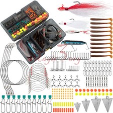 269Pcs Fishing Lure Set Bucktail Jigs Leader Wires Hooks Swivels Snap Saltwater 