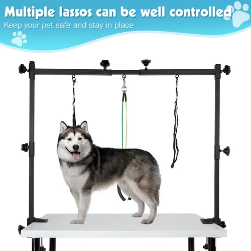 Dog Pet Grooming Table Adjustable Arm Includes 3 Nooses & Clamps for Grooming