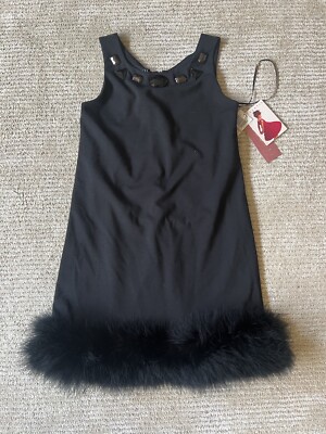 black dress with fur at the bottom Plunging V Neck Little Black Dresses with Pockets Short Party Dress SD –  Viniodress main image 1