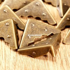 4X Antique Brass Jewelry Box Corner Case Chest Corner Protector Home 32x32x11mm