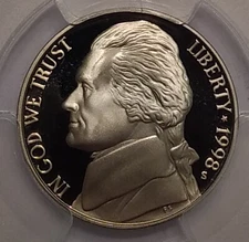 1998-S Jefferson Nickel PCGS PR70DCAM
