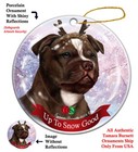 Up to Snow Good Ornament - Chocolate and White Staffordshire Bull Terrier