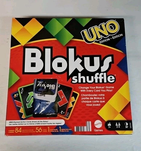 Mattel Games Blokus Shuffle UNO Edition Strategy Board Game Family Game Complete