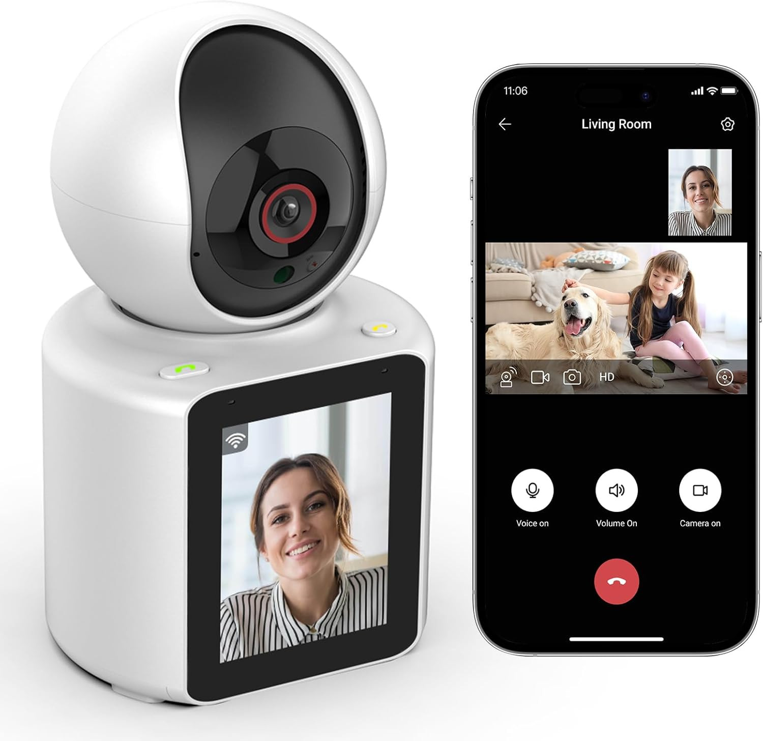 Baby Monitor WiFi 360° con Pulsante Chiamata per Bambini e Nonni