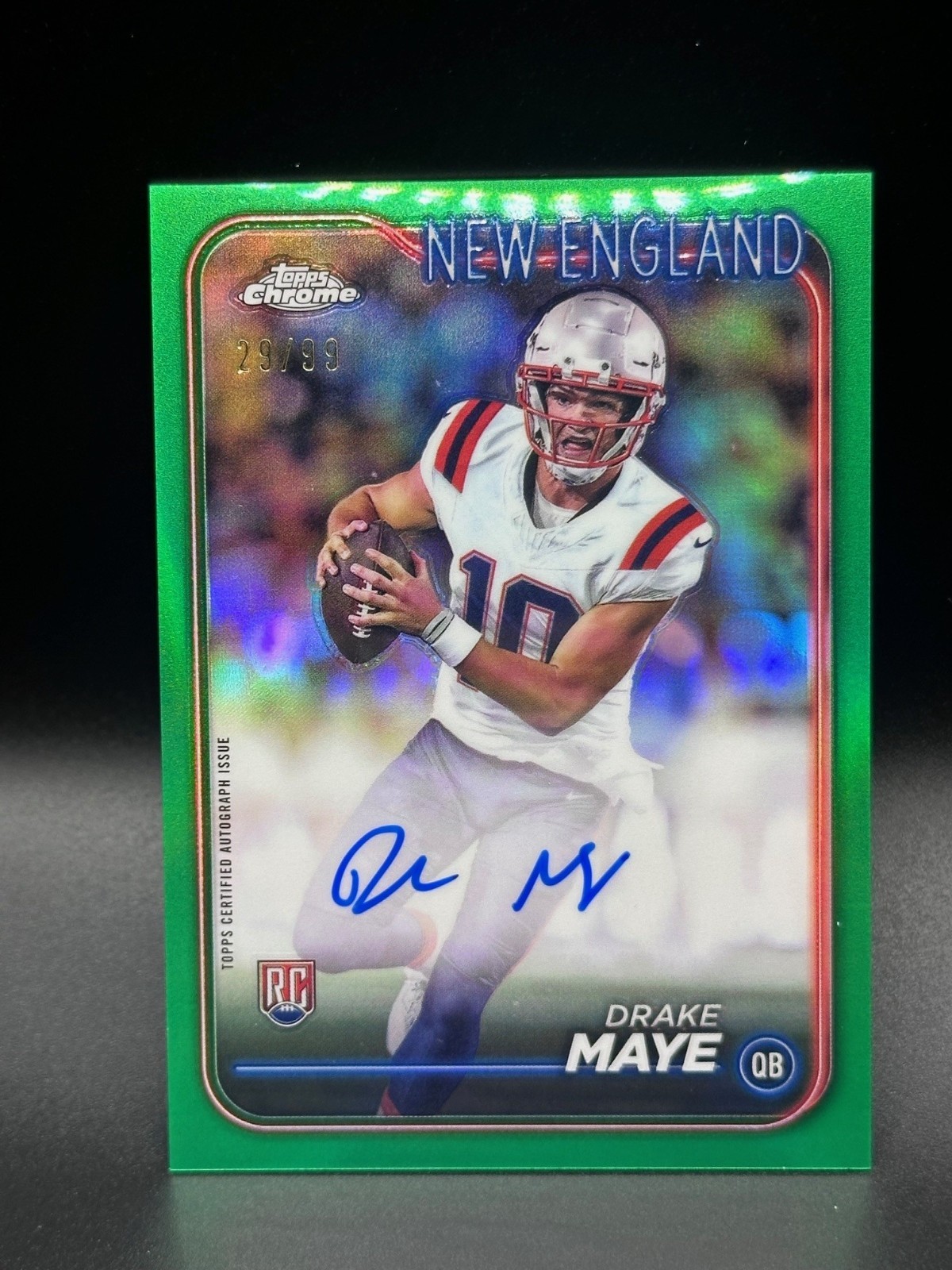 2024 Topps Chrome Drake Maye Rookie Auto Green Refractor /99 ! On Card Auto 🔥