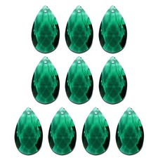 10 x K9 Crystal Pendants Teardrop Beads 38mm Prisms DIY Dark Green