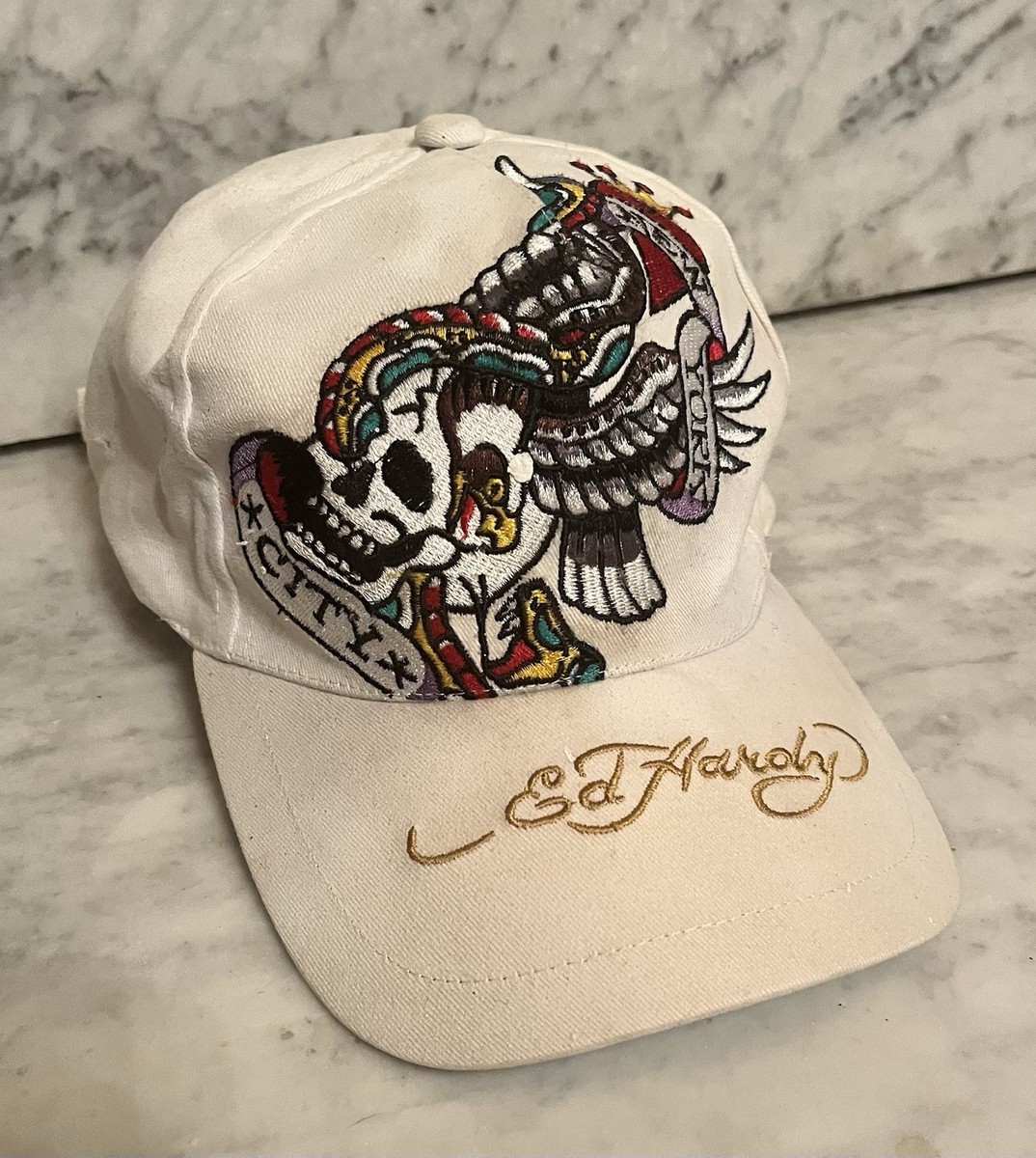 Ed Hardy Hat Cap Snap Back White Mesh Trucker New York City  display picture 3