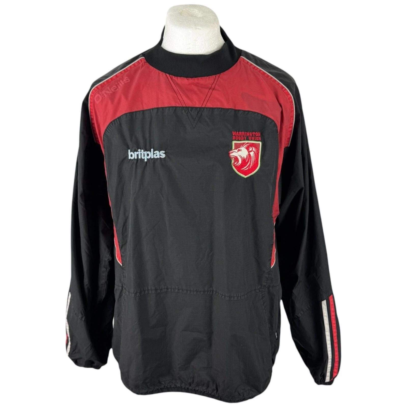 Oneills Windbreaker Large Men's Black Polyester Vintage Warrington Rugby Club