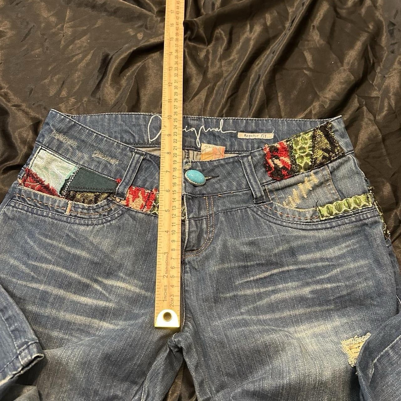 Insane vintage patchwork straight leg lowrise dis… - image 5