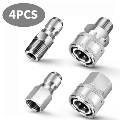 4PCS NPT 3/8 Inch Pressure Washer Adapter Stainless Steel Quick Connect Fitting