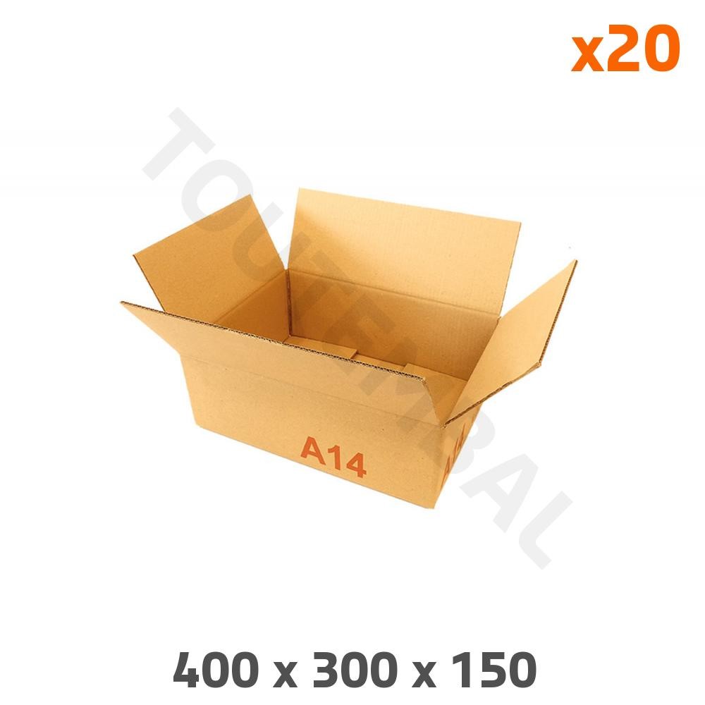 Caisse carton double cannelure kraft brun 400 x 300 x 150 mm
