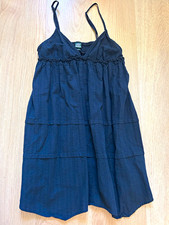 Wild fable Women's Black Solid V-Neck Sundress Ruffle Trim Adjustable Straps M