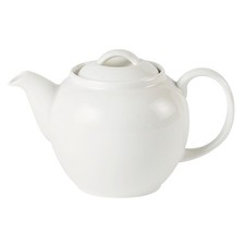 White Ceramic Tea Pot 1000ml (35oz) Large Traditional Teapot Dishwasher Safe