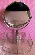 Clear Cosmetic Organizer W/Mirror  Clear Acrylic 2 Compartment Container w/ Lid