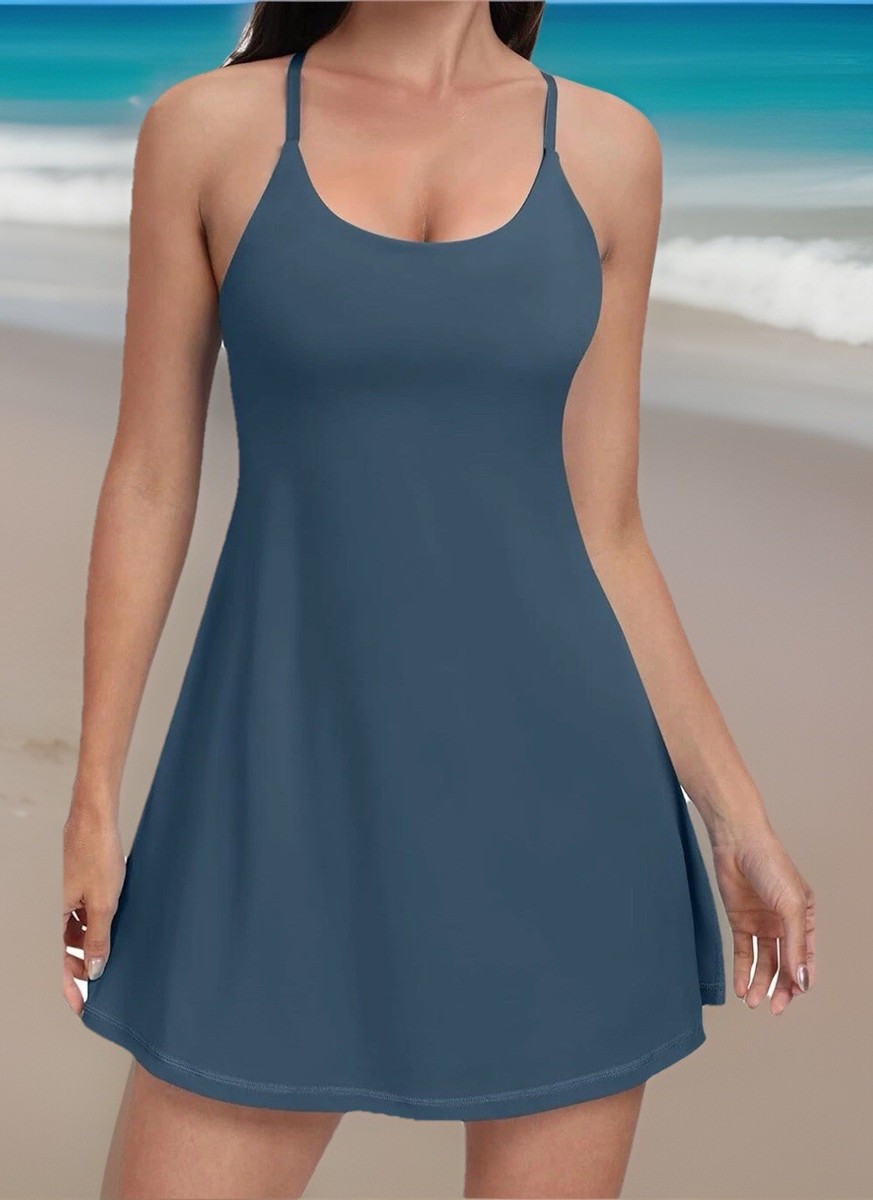 dress with built in shorts Sunday BBQ Women's Golf Sleeveless Zipper Dresses with Built in Shorts main image 0