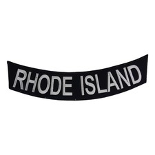 RHODE ISLAND Rocker Patch - 11" x 2.25" Large Black & Silver Biker Vest Jacket