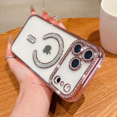 Glitter Bling Case For iPhone 17 16 Pro Max 15 14 13 Magnetic MagSafe TPU Cover