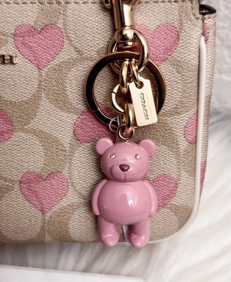 NWT Coach Valentine's Day Teddy Bear Bag Charm Keychain Key Fob