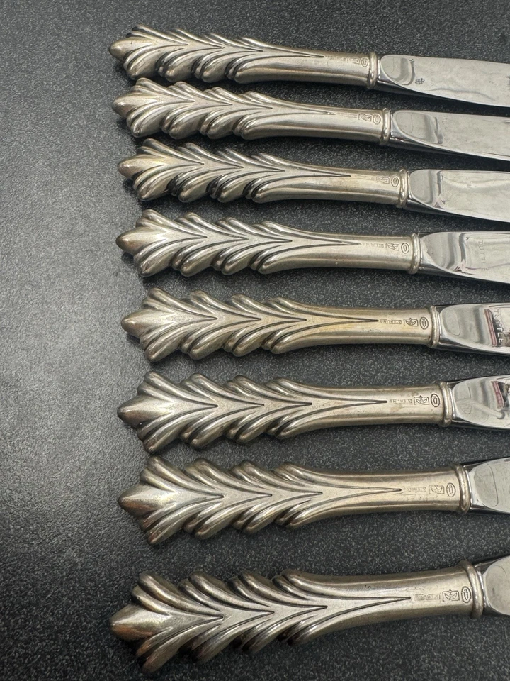 批量 8 件 Tuttle 纯银手柄黄油刀 6 英寸 Arden Crest — 第 2/4 张图片