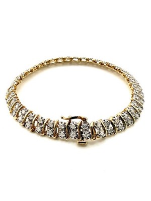 9 kt Gold Diamant Armband ATEMBERAUBENDES STATEMENT Gelbgold Damen Diamant Armband