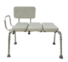 Padded Transfer Bench w/ Back & Arm – Adjustable Medical Seat - No Tools Needed