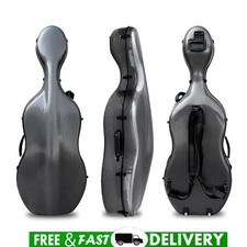 Cello Case Black with Wheels 4/4 Carbon Fiber Travel Hard Case Backpack Straps