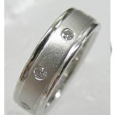 6mm Solid 14K White Gold 0.24ct Diamond Wedding Anniversary Band Matte Center