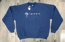 Friends TV Show Vintage Sweatshirt Blue Warner Bros XXL Logo NBC 1995 New Tags