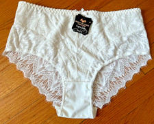 Women's M/L Ivory High Waist Lace Comfort Briefs Tummy Control Panties Classic