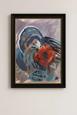 Crow Painting 9x12 Original Acrylic on Paper – Expressive Bird Art by Basi