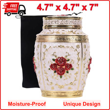 Medium Urn for Human Ashes - Rose Cremation Urn for Ashes Women Mom, Metal, Zinc
