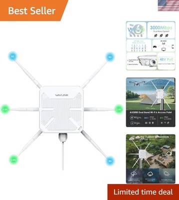 Long-Range AX3000 WiFi 6 Extender with 6 Antennas, Supports 256 Devices Anywhere