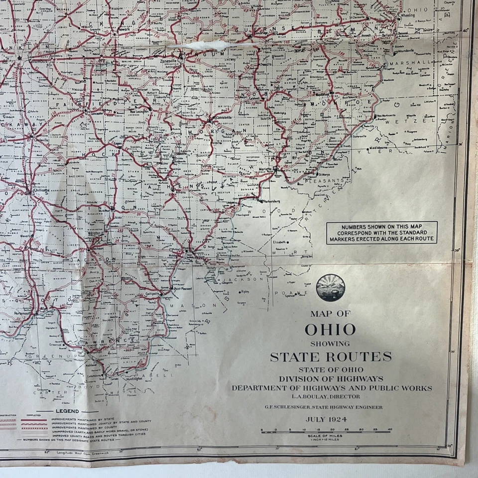 "Mapa antiguo de Ohio State Fair 1924 de Ohio 24""x22"" litografía sol siempre brilla" Foto 4 de 4