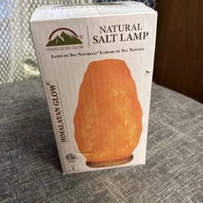 Real Himalayan Pink Crystal Rock Salt Lamp w/ Wooden Base & Cord, 5lbs 7.5” Tall