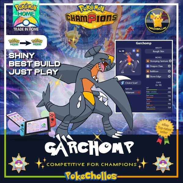 ✨ GARCHOMP SHINY COMPETITIVE BEST BUILD - HOME FAST ✨ Pokemon champions  🏆