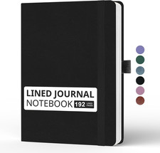 Lined Journal Notebook, A5, 192 Pages 100 GSM Thick Paper, Hardcover Leather Col