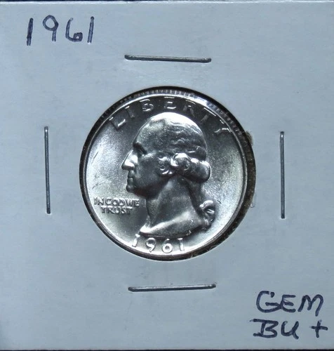 1961 BU Gem Problem Free Washington Quarter 5J330ERCS