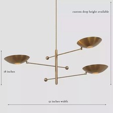 3 Light Pendant Mid Century Modern Raw Brass Sputnik chandelier light Fixture