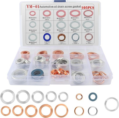 #ad #ad 105PCS Oil Drain Plug Gasket AssortmentOil Crush Washer Seals KitAutomotive... $16.79