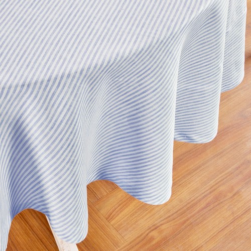 Solino Home Narrow Stripe Linen Round Tablecloth for Fall Kitchen Dining Party - 第 25/30 張圖片